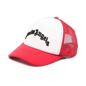 PALM ANGELS CURVED LOGO MESH CAP - RED/BLACK